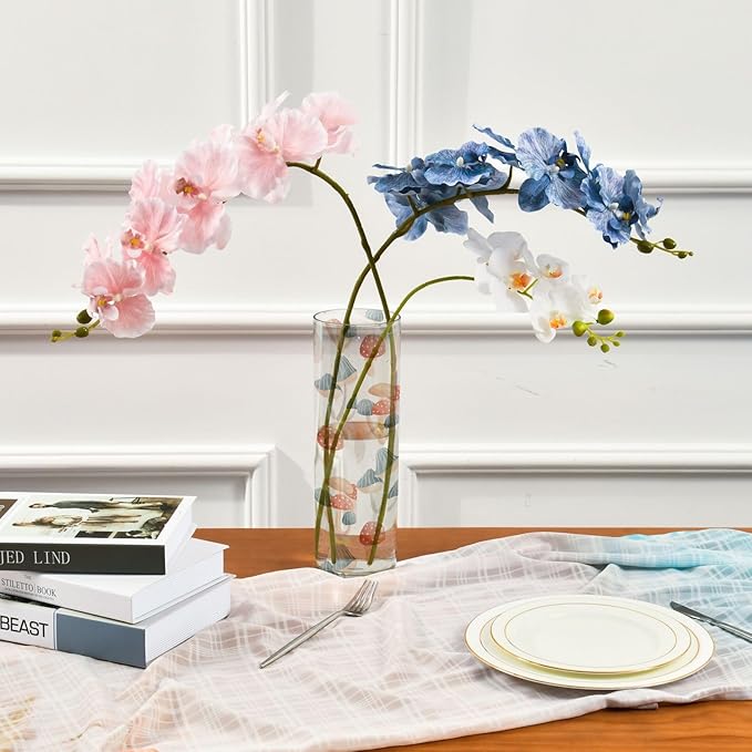 Vase Plastic Vase Elegant Cylinder Flower Vase Shatterproof Decorative Centerpiece for Home Table Office Weddings Events (11.8 x 3.9 in)