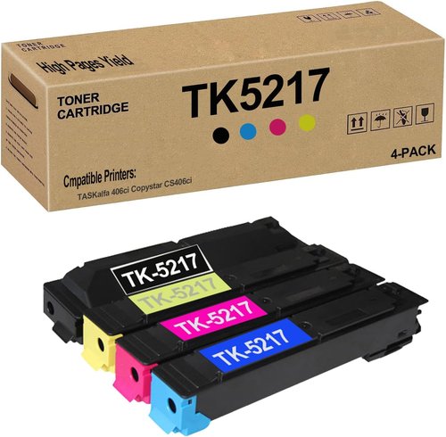 Kyocera TK-5217 Toner Cartridge - Remanufactured 4-Pack for TASKalfa 406ci & Copystar CS406ci