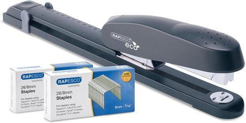 Rapesco 1281 ECO Long Reach Stapler - 50 Sheet Capacity, Front Loading, Charcoal Finish