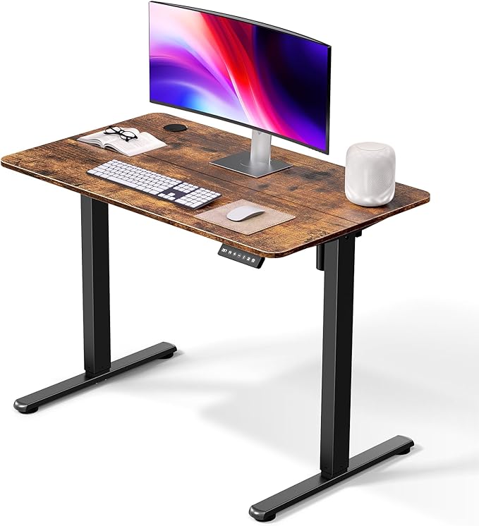 Electric Standing Desk 40 x 24 Inches, Height Adjustable Sit Stand Home Office Computer Desk with Memory Presets,Brown