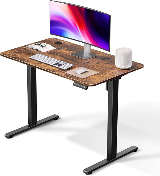 Electric Standing Desk 40 x 24 Inches, Height Adjustable Sit Stand Home Office Computer Desk with Memory Presets,Brown