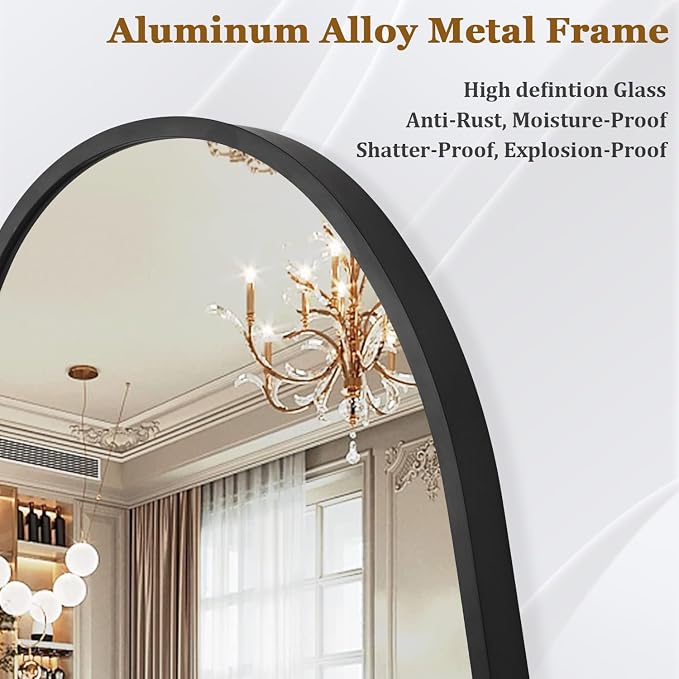 Irregular Wall Mirror, Black Wall Mirrors Decorative 30"x18" Asymmetrical Bathroom Mirrors Aluminum Alloy Frame for Bedroom, Living Room, Cloakroom, Entryway Large