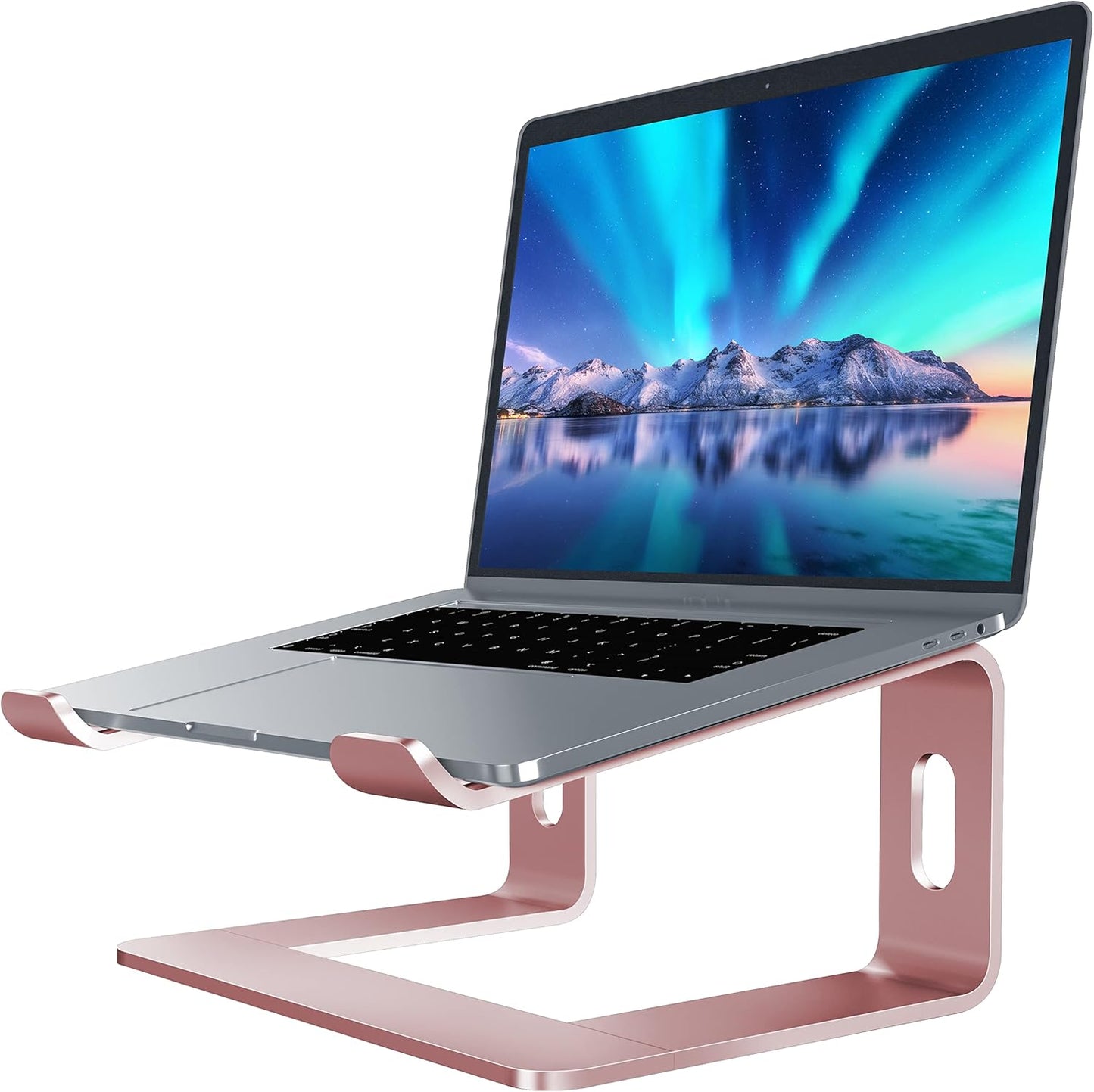 SOUNDANCE Laptop Stand - Ergonomic Aluminum Riser for 10 to 15.6 Inch Laptops | Stylish Gold Pink Finish