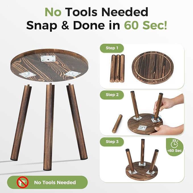 3-Pack Upgrade Thicken Wood Plant Stand Indoor, for 6-12 Inch Pots, Plant Stool Water-resistant Pinewood, Mid Century Modern Decor, Plant Stand 3 Sizes, for Living Room, Balcony, Office(Dark Brown)