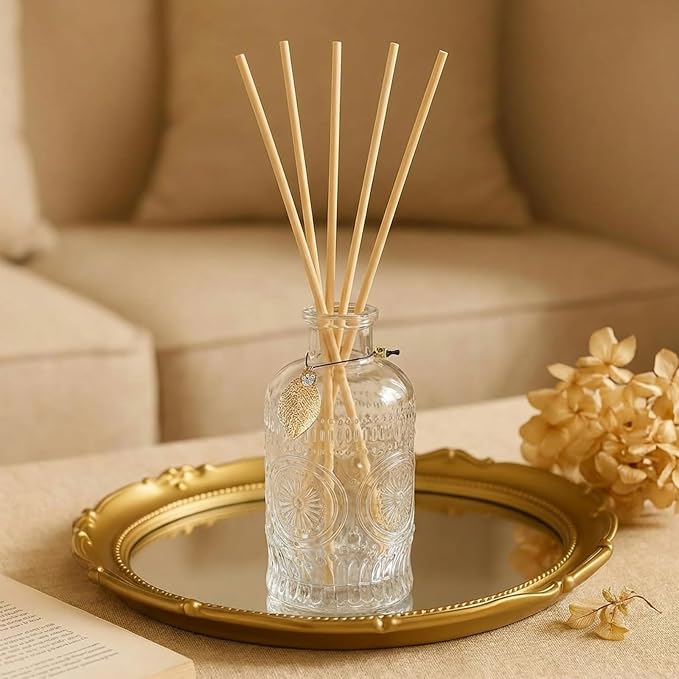 Glass Reed Diffusers Bottles for Home, Diffuser Bottles with 40PCS Reed Diffuser Sticks, Glass Bottle with Lids Apothecary Jar Flower Bud Vases, Set of 6
