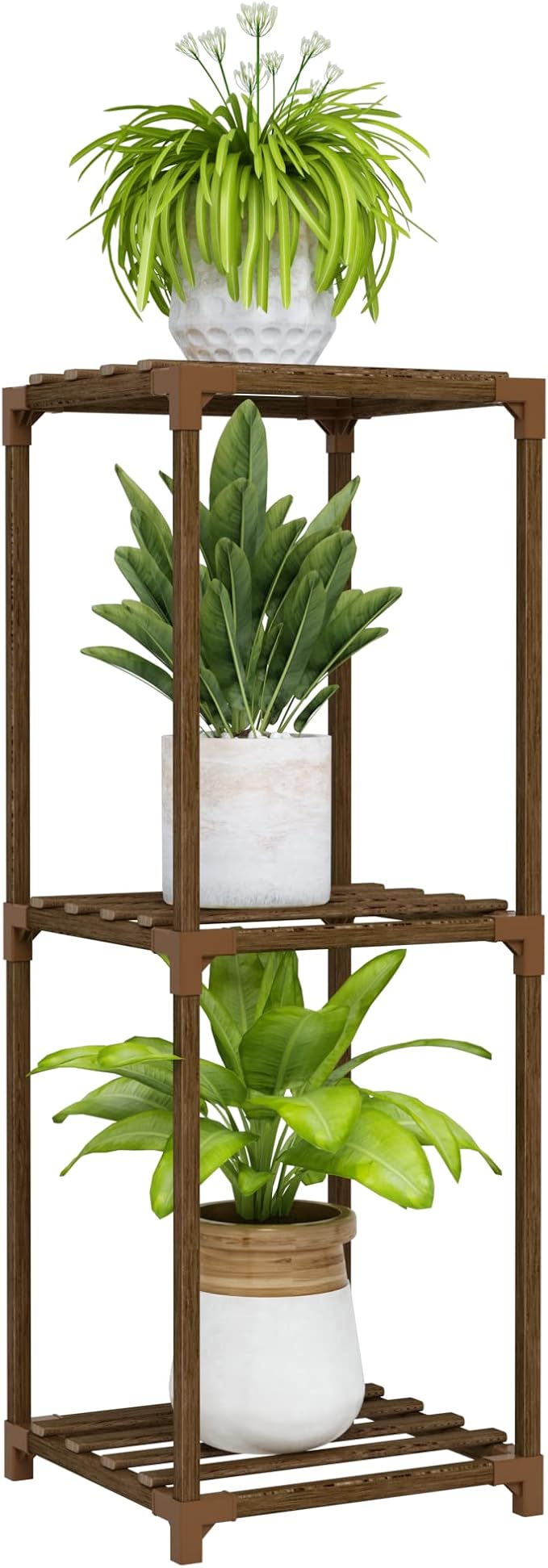 Bamworld Small Plant Stand Indoor 3 Tier Plant Shelf Outdoor Corner Plant Holder for Multiple Pots Single Plant Stand for Living Room Balcony Garden Patio Lawn Window