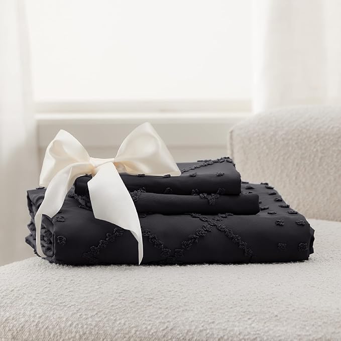 Bedsure Boho Duvet Cover Queen Size - Black Breathable & Soft Boho Bedding, Machine Washable Comforter Cover for All Seasons, Includes 1 Duvet Cover 90"x90" with 2 Pillow Shams & Zipper Closure