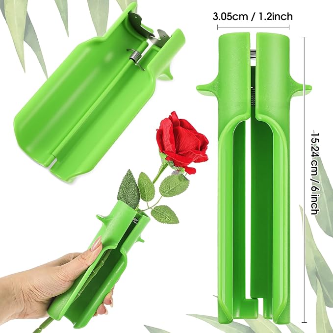 Lasnten 4 Pcs Rose Thorn Stripper Tool Thorn Remover Rose Cleaner Tool to Remove Leafs Thorns for Christmas Wedding Home Flower Shop DIY Florist Gardening Making Floral Arrangement(Green)