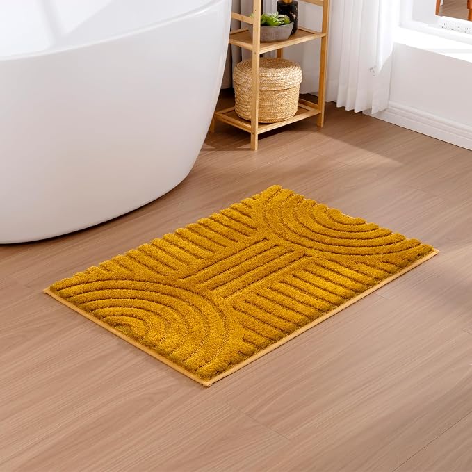 SHACOS Super Soft Bathroom Runner Rugs 20"x32" Non Slip Boho Bathroom Mats Microfiber Absorbent Carpet for Bath Room Machine Washable Shaggy Bath Rugs for Shower Bathtub Home Decor, 1'8" x 2'8"