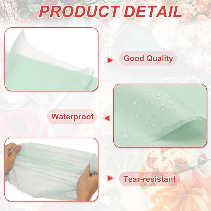 PATIKIL Flower Wrapping Paper 29.5 Ft x 22.8 Inch, Cotton Wrapping Flower Paper Tissue Paper for Flower Bouquet Gift Wrapping Valentine's Day Graduation Gift Floral Wrap, Dust Green
