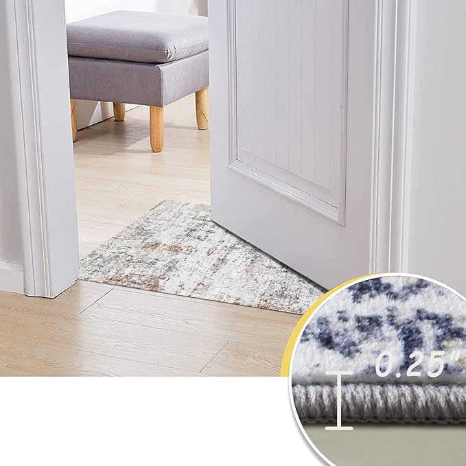 3x5 Rug, Small Area Rug for Living Room, Bedroom, Kitchen, Machine Washable Non-Slip Throw Rug, Modern Abstract Carpet for Entryway Nursery Coffee Table - Durable (Brown Black White)