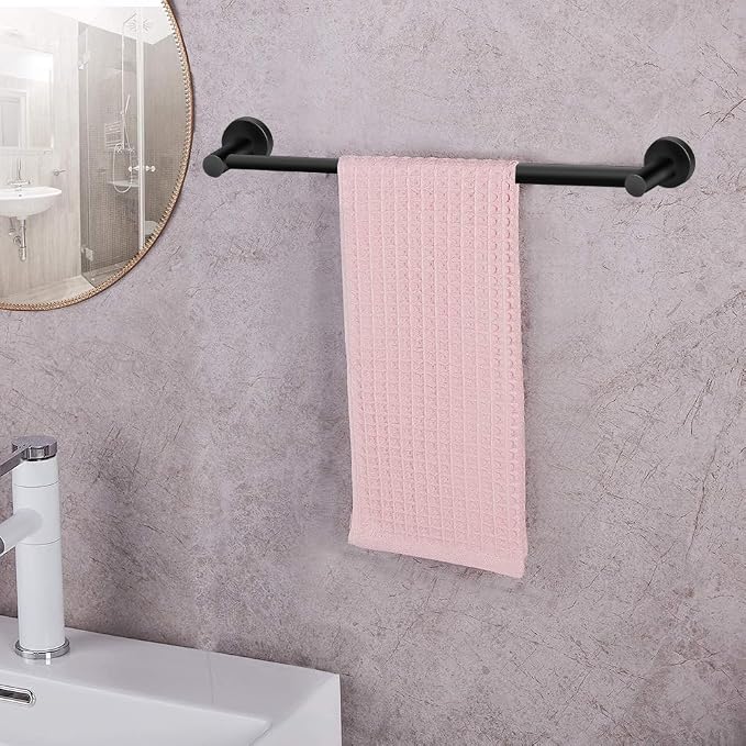 MGahyi Towel Racks for Bathroom-Adjustable Towel Holder(13.18inch-24inch) Sturdy and Rustproof Towel Bar Wall Mounted, Single Towel Bar Rod for Bathroom Accessories(1Pack,Black)