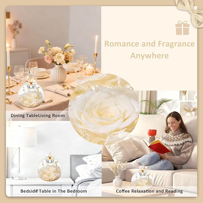 DEEMEI Gifts for Women Birthday Gifts for Women Preserved Real Rose in Glass Dome with Scented Fresh Flowers for Delivery Prime Eternal for Her Mom Grandma Wife Girlfriend Daughter, White