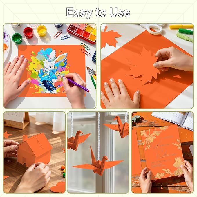 120 Sheets Cardstock 8.5x11, 65lb Orange Red Card Stock, Construction Paper, 180gsm Thick Printer Paper for Printing, Painting, Card Making, Kids School Supplies,Party Decorations