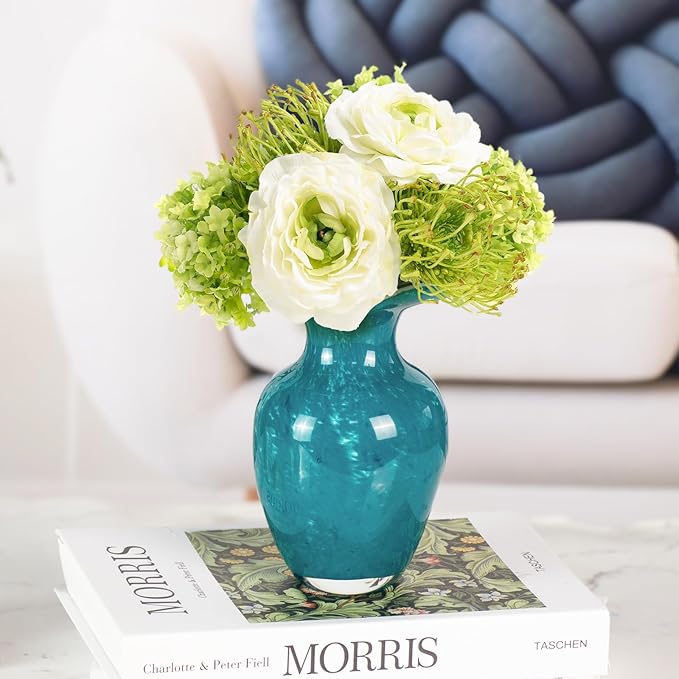KAMMAK Colored Glass Vase, Beautiful Hand Blown Decorative Vase, Modern Art Vase for Flower Mantle Dining Table Centerpiece, Entryway Living Room Wedding Decoration, SKQ022