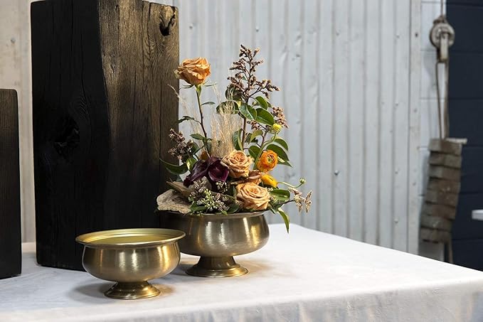 Fiona Metal Gold Compote for Plant and Flowers| Modern Bowl Decor for Home or Office l Indoor and Outdoor Vase for Any Event Decorations (8.25"x 4.5") (72200)