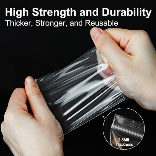 AGBOLO Small Zip Bags - 1200 Pcs Resealable 3x4'' Durable Plastic Baggies for Jewelry & Business | Clear