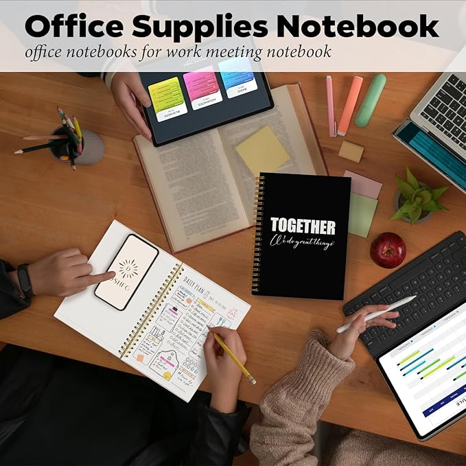 DSHFG Black Journal Notebook Team Gifts for Employees, Black Journaling Notebooks Appreciation Gifts, Notebooks for Work Office Supplies,Together We Do Great Things, 5.5x8.3