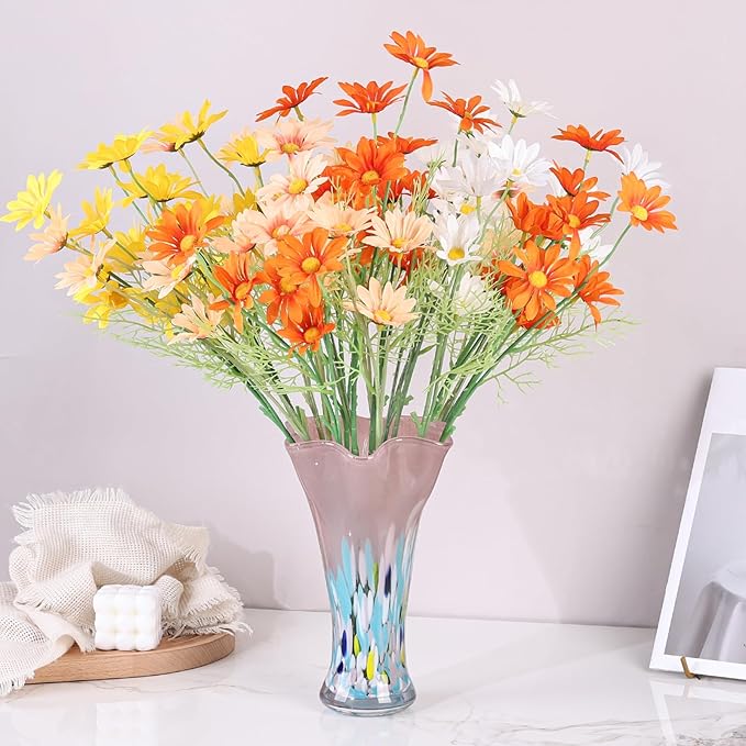9.0" H Blush Glass Vases for Flowers, Unique Hand Blown Glass Vase Blush Home Decor, Wide Mouth Colorful Flower Vase Centerpieces, for Living Room Table Bookshelf, Bathroom Office Shelf Decorative