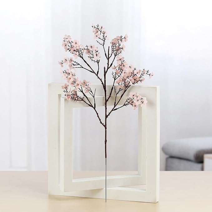 JAKY-Global Babys Breath Silk Artificial Flowers Bulk with Vase 10pcs Fall Decor Fake Flower Bouquet Bulk for Home Indoor Floral Arrangement Table Centerpieces Party Decor(Autumn Pink with Vase)