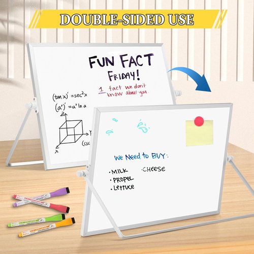 Magnetic Dry Erase Whiteboard by [Brand Name] - 16" x 12" Double-Sided Desktop Board for Home & Office