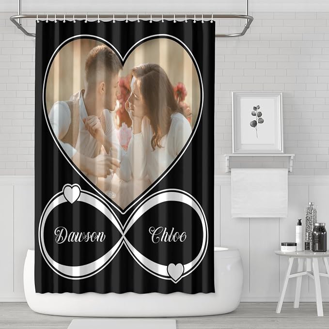 Personalized Shower Curtain Set Custom Photo Shower Curtains Modern Minimalist Home Bathroom Curtain Decor with 12 Hooks 72 Inch Wide * 72 Inch High