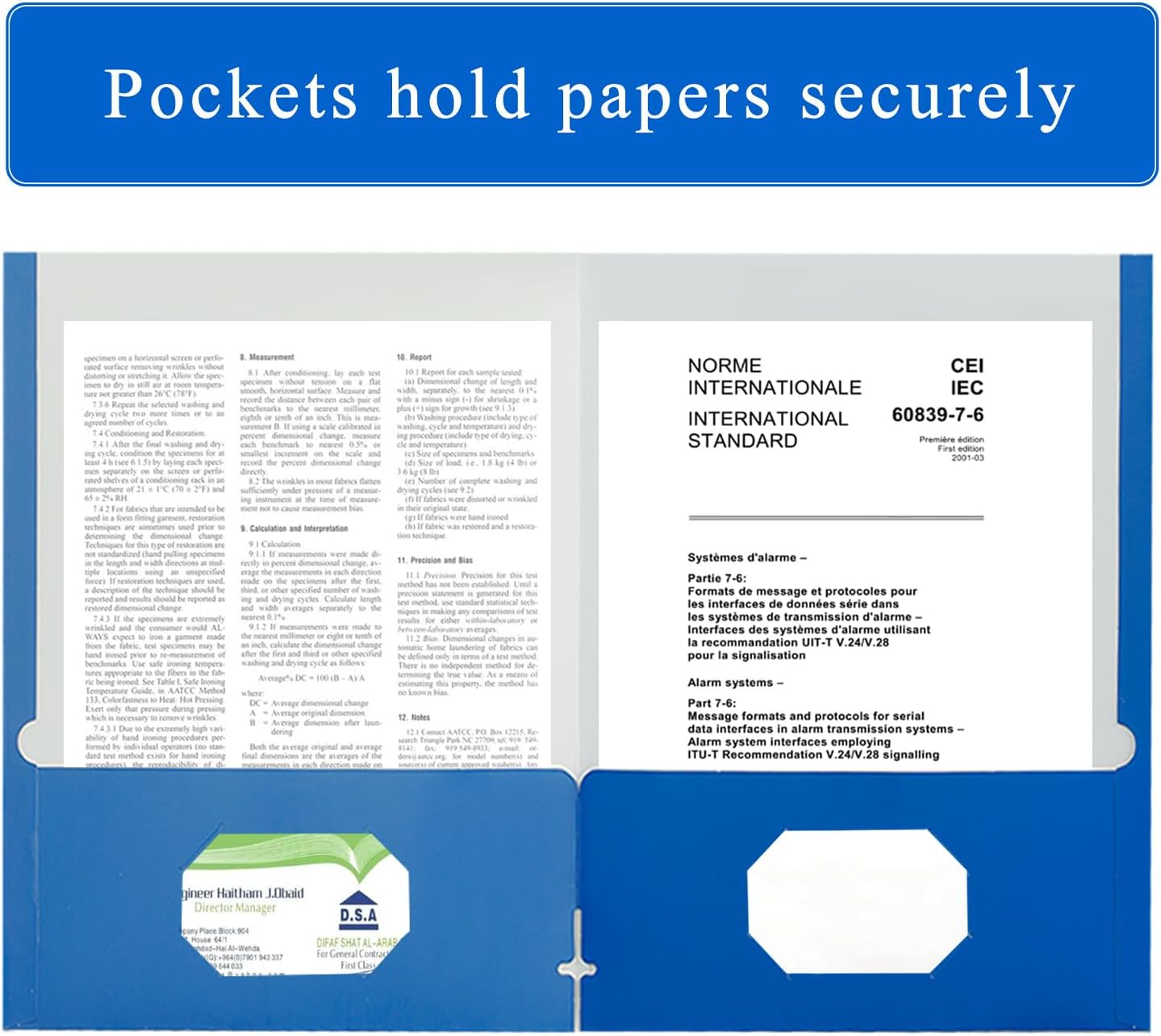 Zzrywuty File Folders - Blue Document Organizers with Pockets | 50-Pack Letter Size for School & Office