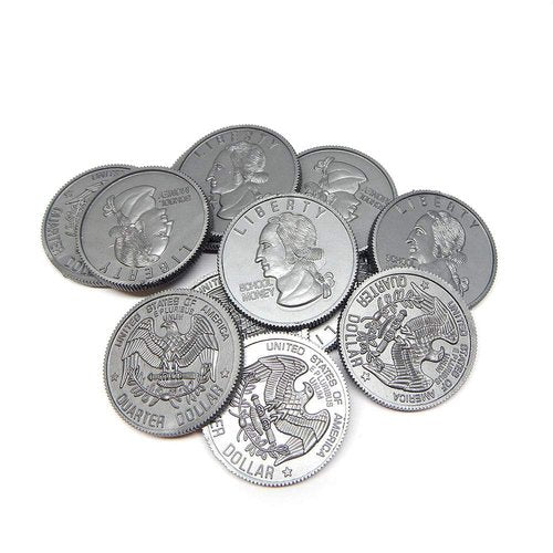 hand2mind Fake Money Coin Classroom Set - Realistic Toy Money for Kids | 768 Detailed Plastic Coins