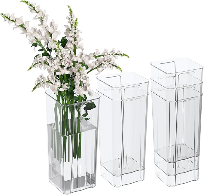 6 Pack 9.25 Inch Tall Flowers Vase, Clear Acrylic Bud Vase for Wedding Decorations, Home Decor, Housewarming Gift