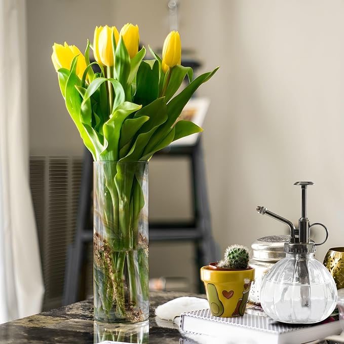 xmyzcd Agate Marble Vase Cylinder Vases Clear Plastic Flower Vase Easy to Clean for Centerpieces Homes Offices Kitchens
