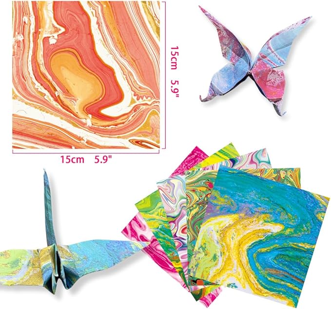 Square Origami Paper 6x6 Double Sided 50 Sheets 50 Colors 70GSM Origami Kit Japanese Chiyo Easy Fold Arts Crafts DIY Handwork Rock Color