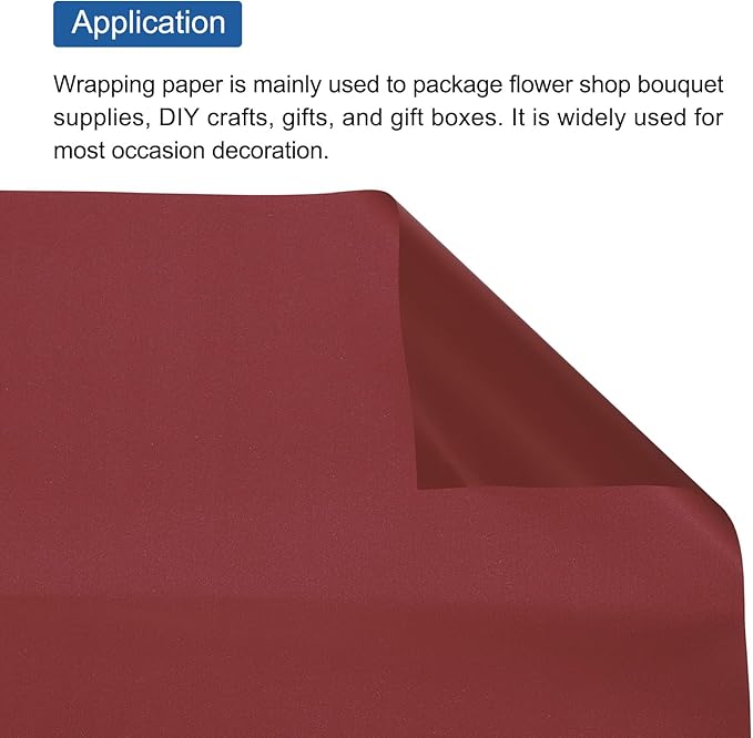 MECCANIXITY Flower Wrapping Fog Paper 22.8x22.8 Inch Waterproof Matte Floral Wrapping Paper for DIY Crafts, Gift/Gift Box Packaging Wine Red 20 Pcs