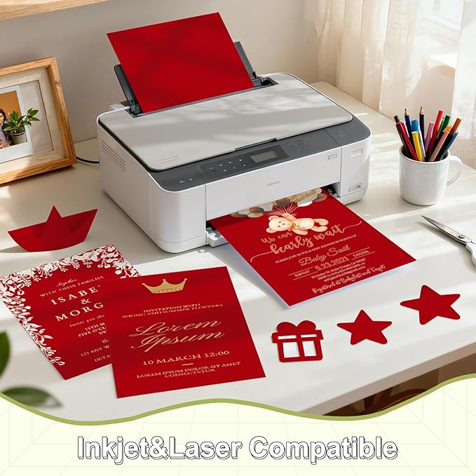 120 Sheets Cardstock 8.5x11, 65lb Dark Red Card Stock, Red Construction Paper, 180gsm Thick Printer Paper for Printing, Painting, Card Making, Kids School Supplies,Party Decorations