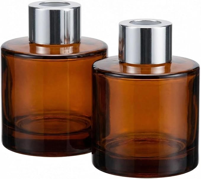 2 PCS 50ml/1.7oz Empty Aromatherapy Diffuser Bottles Amber Essential Oils Containers DIY Fragrance Accessories Diffuser Craft Projects for Wedding Party Home Fragrance Bathroom Decoration