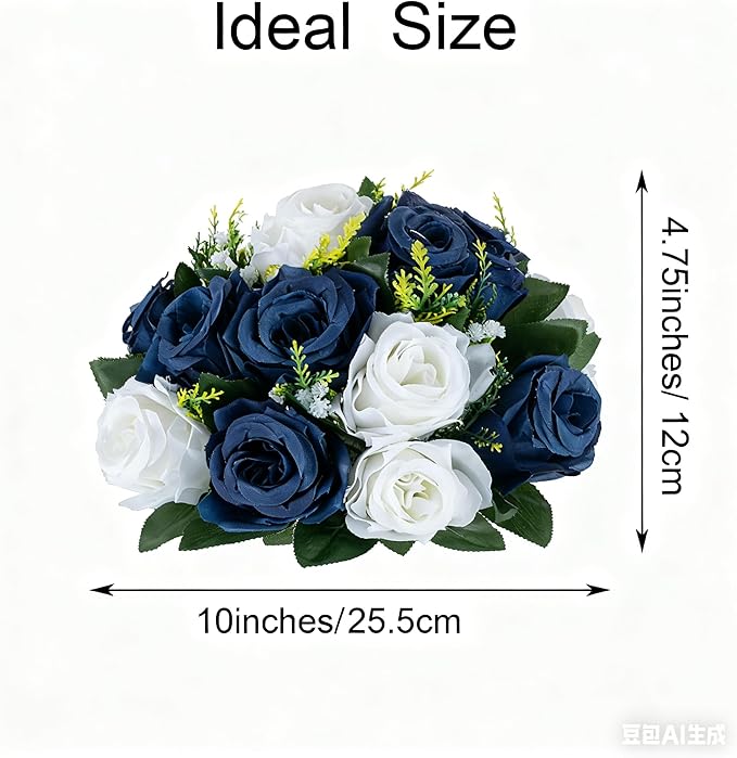 Flower Centerpieces for Wedding Tables: Wedding Table Decorations Navy Blue & White Flower Balls Centerpieces for Engagement Cerebration Party Center Pieces 10 Packs