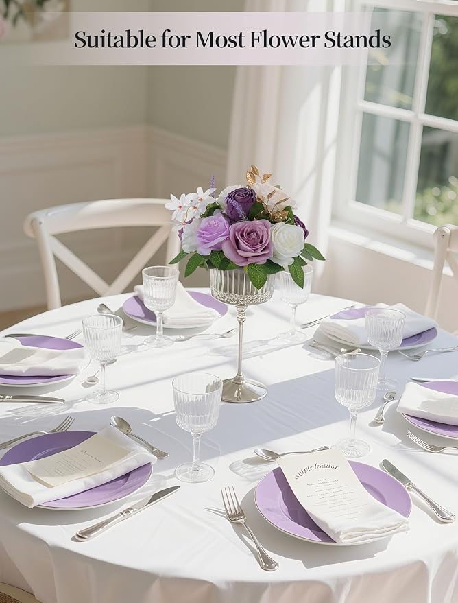 BLOSMON Artificial Flowers Ball Wedding Centerpieces 10 Pcs Lilac Rose Artificial Flower Center Pieces Decoration for Table Silk Kissing Ball Faux Floral Bouquet Arrangements for Home Party DIY Decor