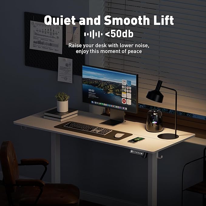 55 x 24 Inch Electric Standing Desk Adjustable Height, Sit Stand Desk, Stand up Desk for Home Office, Computer Workstation (Spliced Desktop,White)