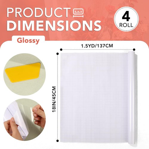 Clear Contact Paper by [Brand Name] - Self-Adhesive Protective Liner for Crafts | 18" x 4.5 ft Rolls