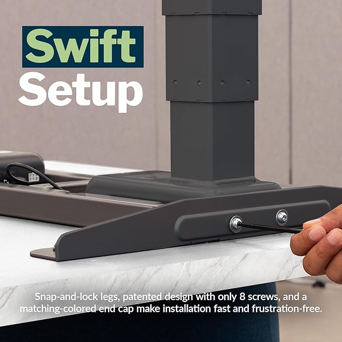 Vari ComfortEdge 60x30 Inch Adjustable Electric Standing Desk – Limited Edition Sit Stand VariDesk with Memory Presets & Sloped Front Edge + Tool-Free Assembly (Marble/Slate Legs)