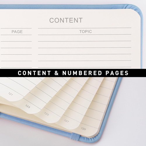 RETTACY Lined Journal Notebook - A5 Medium Size (5.7'' x 8.3'') | 192 Numbered Pages, Leather Hardcover, Light Blue