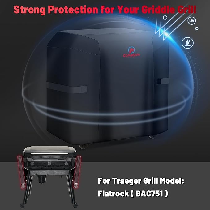 Comnova Grill Cover for Traeger Flatrock - Premium Flat Top Griddle Cover for Traeger Waterproof & Heavy Duty, 600D Gas BBQ Cover Accessory for Treager Flatrock Flat Top Grills (BAC751)