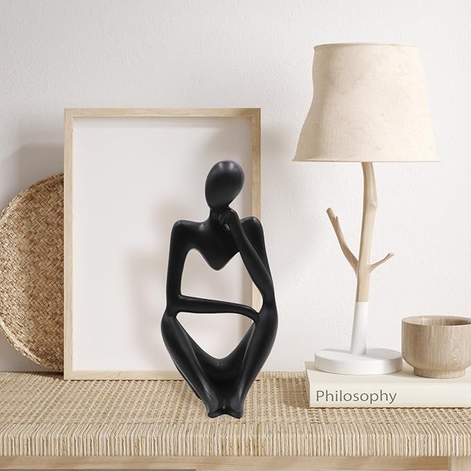 Dnoifne Thinker Statues and Sculptures, Resin Black Thinker Statue Ornaments, Abstract Style Sculptures, Housewarming Gifts, Housewarming Decorations, Living Room Dining Desk Decorations