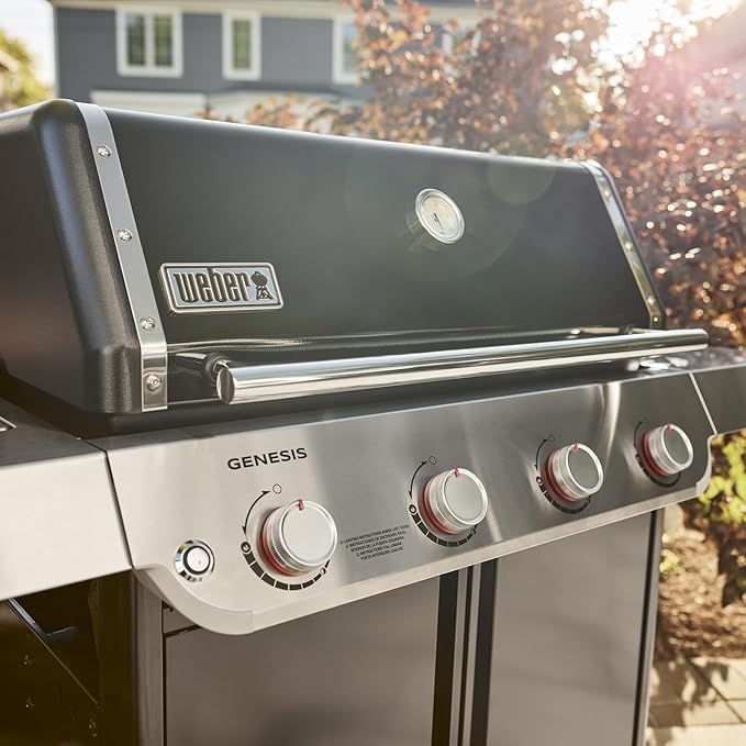 Weber Genesis E-415 Liquid Propane Gas Grill for Outdoor Grilling, 4 Burners, Black