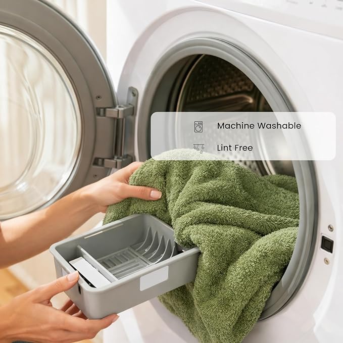 SEMAXE Bath Towel Set, 8 Piece Towel Set for Bathroom, Quick Dry Cotton Towels with Hanging Loops, Easy Care, Green
