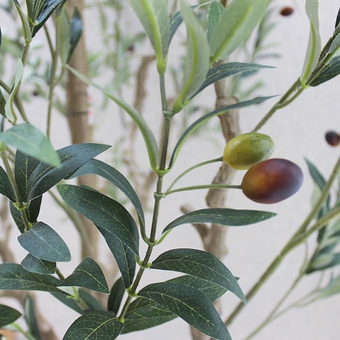 Tall Faux Olive Tree，10ft（120in） Realistic Potted Silk Artificial Olive Tree， Fake Olive Trees Indoor with Green Leaves and Big Fruits for Home Office Living Room Stairs Patio Decor.
