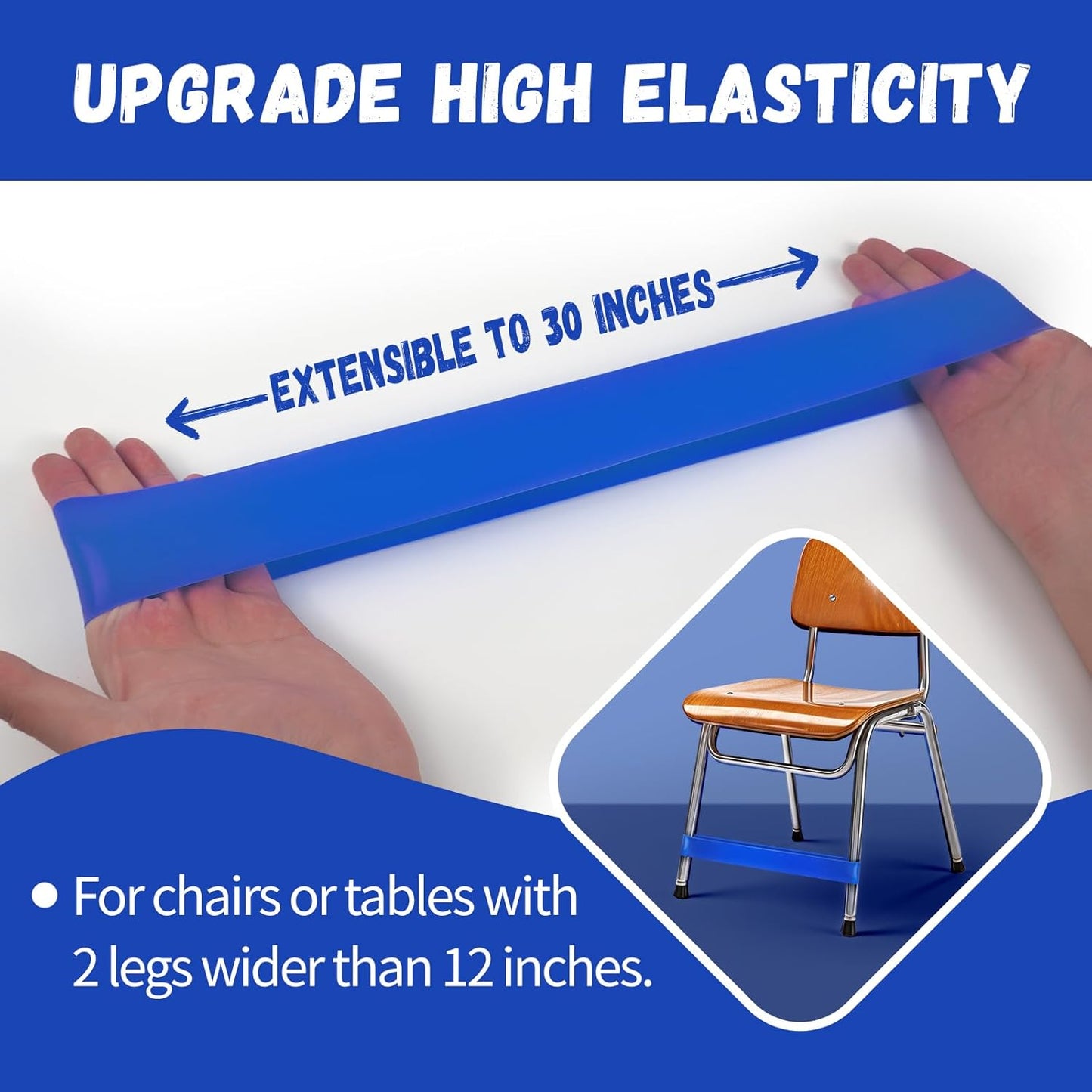 Skiennix Chair Bands for Kids - Enhance Focus & Reduce Restlessness | 25 Pack, Blue for Classroom & Home