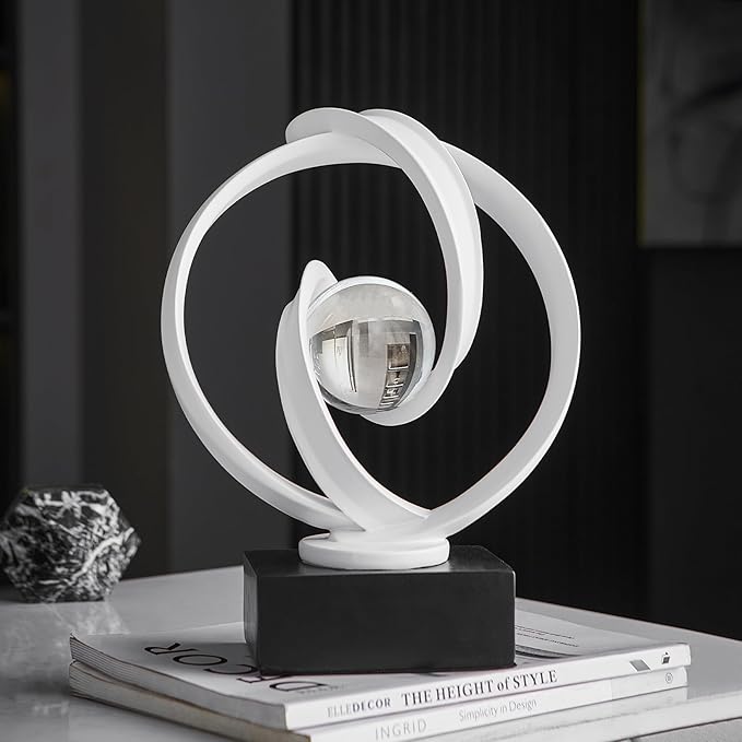 Modern White Statue Decor for Living Room, Abstract Art Sculptures Home Décor Accents for Coffee Table TV Stand Bookshelf, Resin Decorations for Dining Room Office Bedroom
