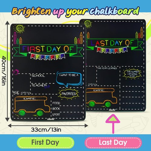 Personalized Chalkboard Style First & Last Day of School Sign | 13" x 16" Photo Prop - 2 Pcs