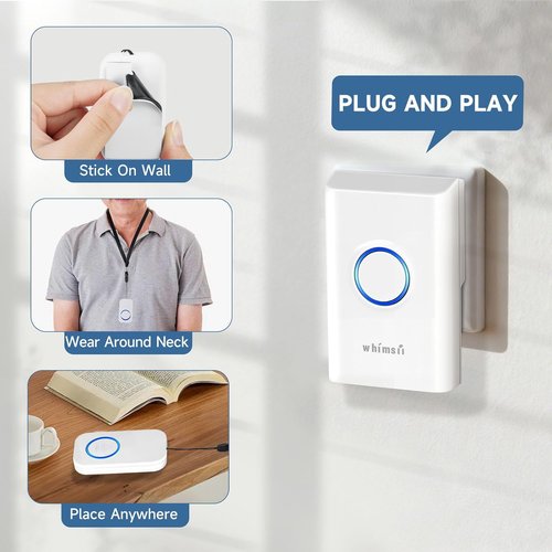 Caregiver Pager - Wireless Emergency Call Button for Seniors & Disabled | 500 Feet Range, SOS Alert System