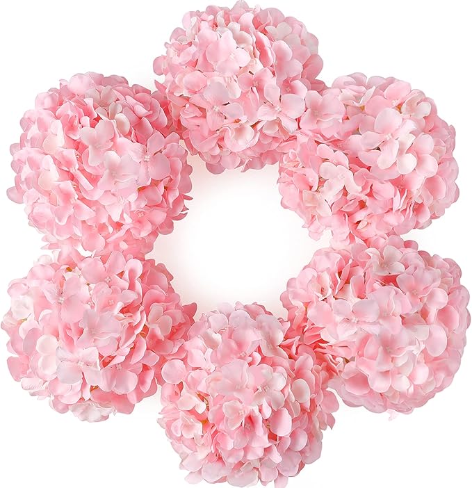 DuHouse Hydrangea Silk Flowers Artificial Flowers with Stem Fake Flower Heads for Wedding Centerpiece Home Decor Pack of 6 (Pink)